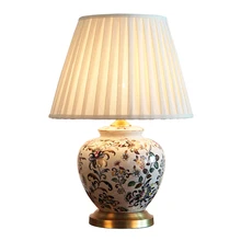 Классическая Ручная роспись цветы китайская керамическая ткань E27 диммер настольная лампа для гостиной спальни Кабинета H 55 см Ac 80-265 в 2111