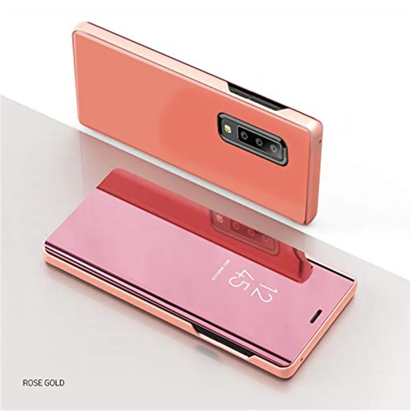 Mirror Flip Clear View Smart Leather Case Cover For Samsung A750 A6 A8 A9 2018 J4 J6 (6)
