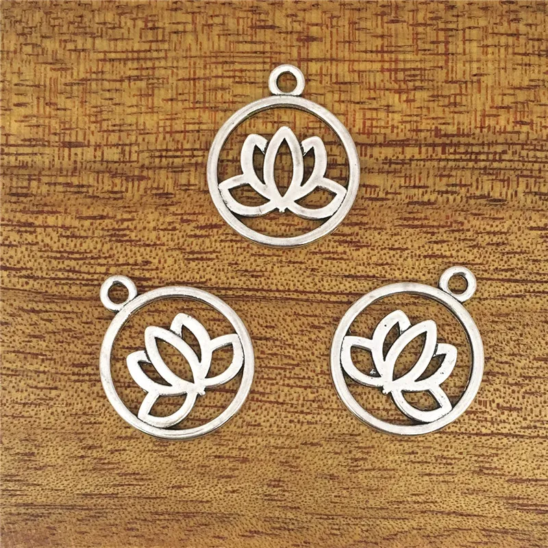 

10pcs Charms Lotus Flower 19mm Antique Pendant Accessories, Vintage Tibetan Silver , DIY Bracelet Necklace
