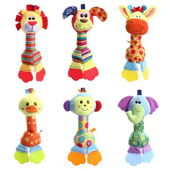 

Newborn Soft Plush Doll Animals Handbells Teether Stuffed Doll Baby Rattles Learning Funny Gadgets Interesting Toys For Children