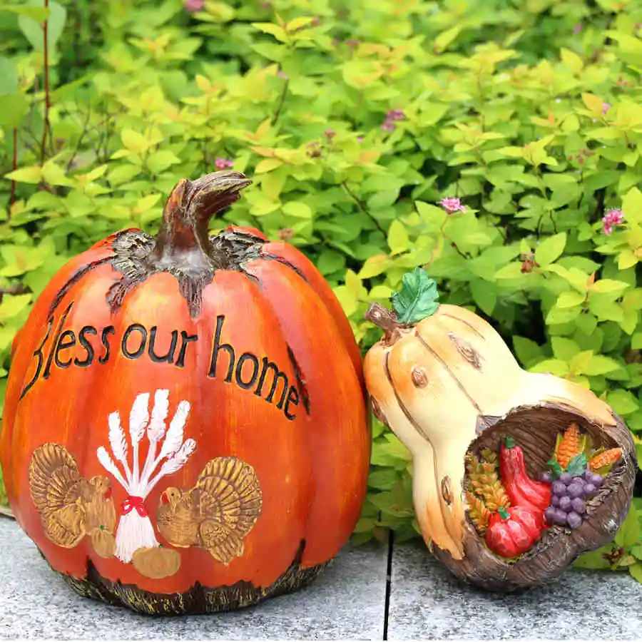 

S/L Home Garden Decoration Outdoor Resin Fairy Pumpkin Ornament Garden Yark Art Figurine House Gardening Decor