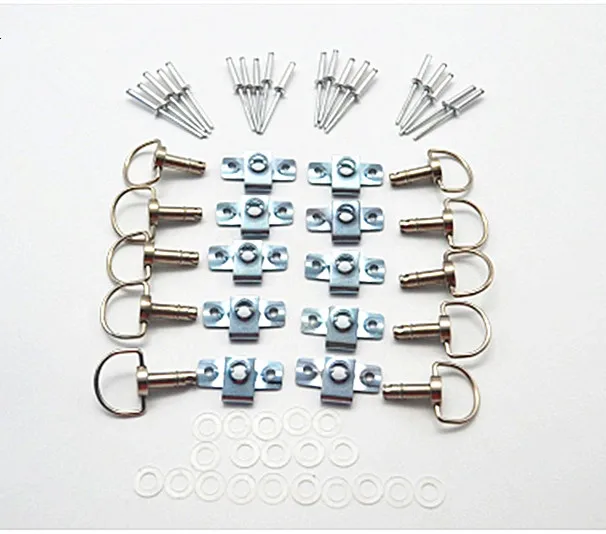50Sets Motorcycle Quick Release D RING 1/4 Turn Race Fairing Fasteners Rivet 19mm silver black