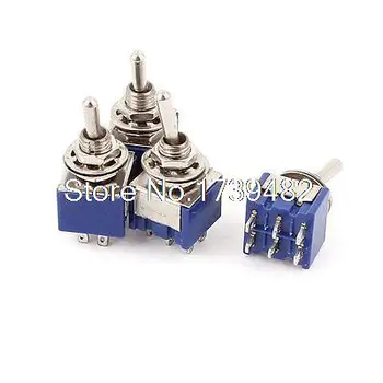 

4 Pcs AC 6A 125V 2 Position 6Pins DPDT ON-OFF Micro Mini Toggle Switch