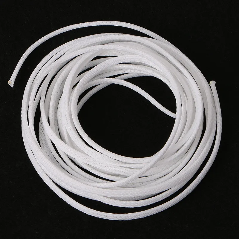 OOTDTY 5 м 4 мм расширяемый плотный плетеный кабель для домашних животных оболочка провода аудио рукав - Цвет: Белый