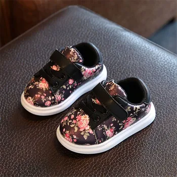 Cute Floral Pattern Design Baby Girls Shoes Comfortable Leather Kids Sneakers 1