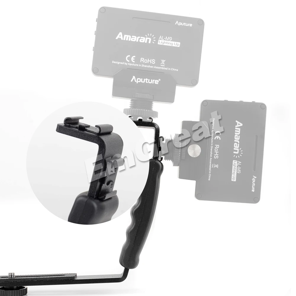  Pergear L Bracket for Photography Microphone Stand Zhiyun Smooth Q 3 4 Crane 2 with 2 Hot Shoe Moun