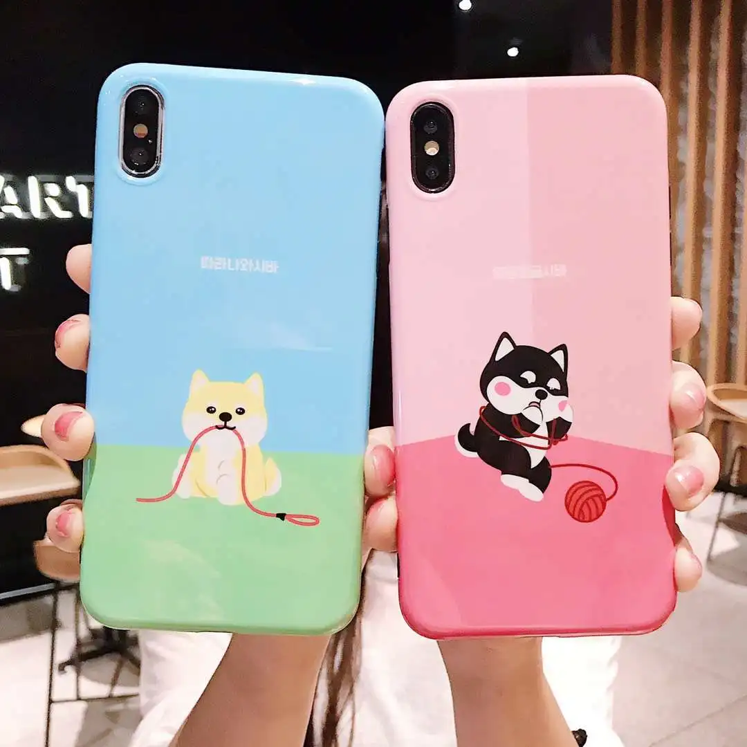 

Cute Shiba Inu Corgi Puppy Phone Case for iPhone XS MAX XR Capa Soft Silicone TPU Back Cover for iPhone X 8 7 6S 6 Plus Coque