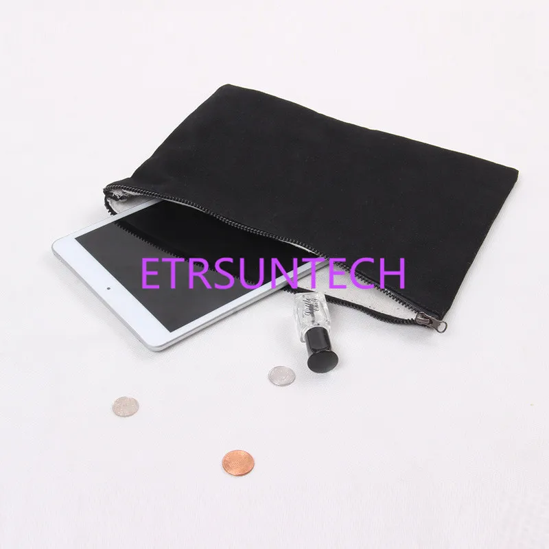 

30pcs/lot White/Black Cotton Canvas bag for ipad Canvas zipper bag Cotton Clutch Bag make up pouch 28cmx20cm