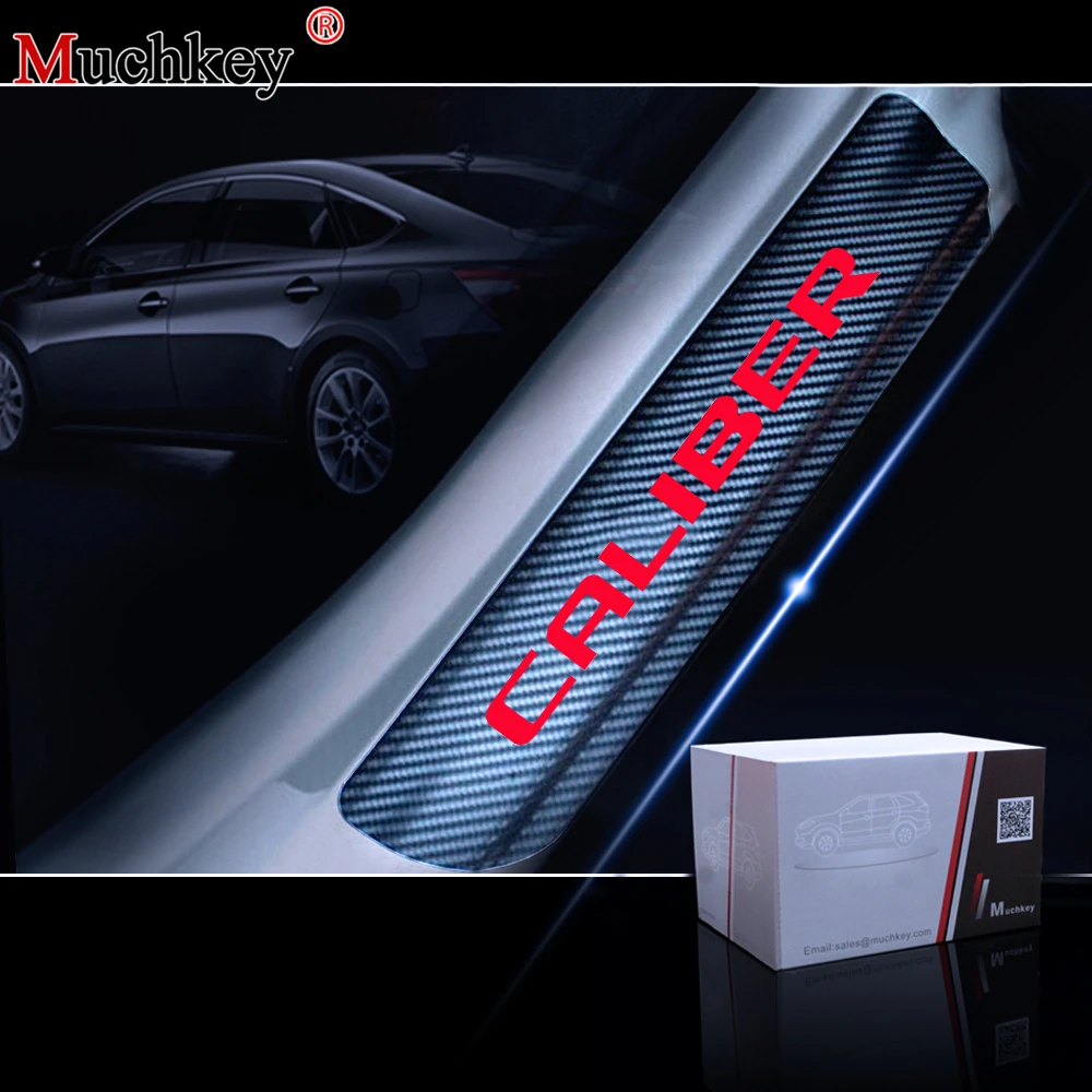  4Pcs 4D Carbon Fiber Car Door Sill Plate For Dodge Caliber Car Door Sill Decoration Scuff Plate Doo