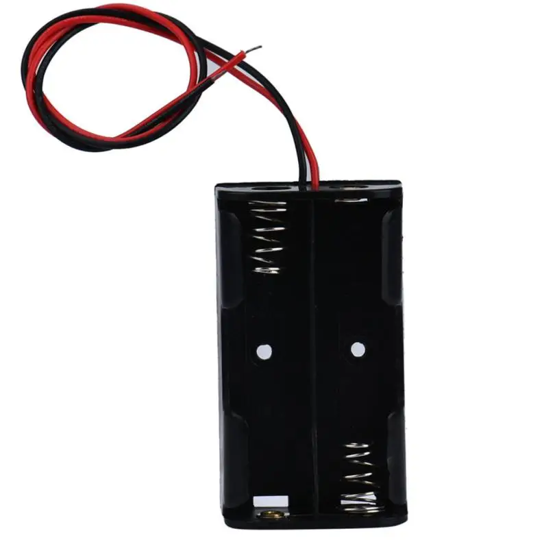 

New 2018 Hot Box Holder For 2 x AA Black With Wire Leads Plastic Battery Storage Case Dropshipping Apr 6