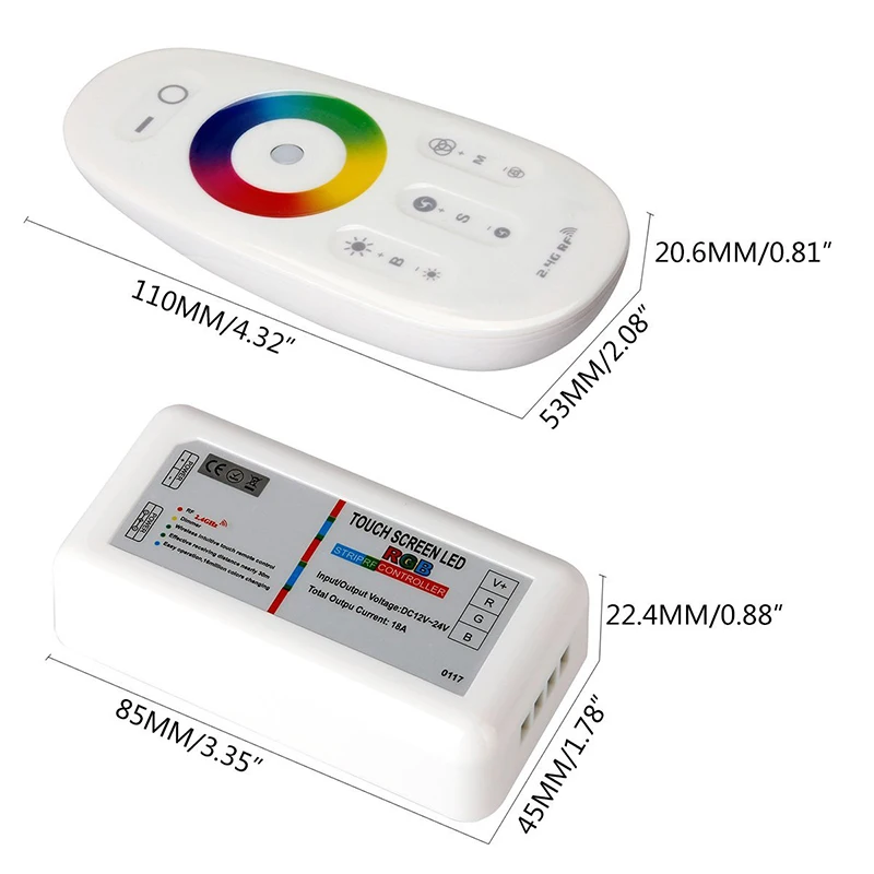 YLSTAR Бесплатная доставка DC12V 24V 3x6A 216W 432W 2 4G RF беспроводной сенсорный экран RGB