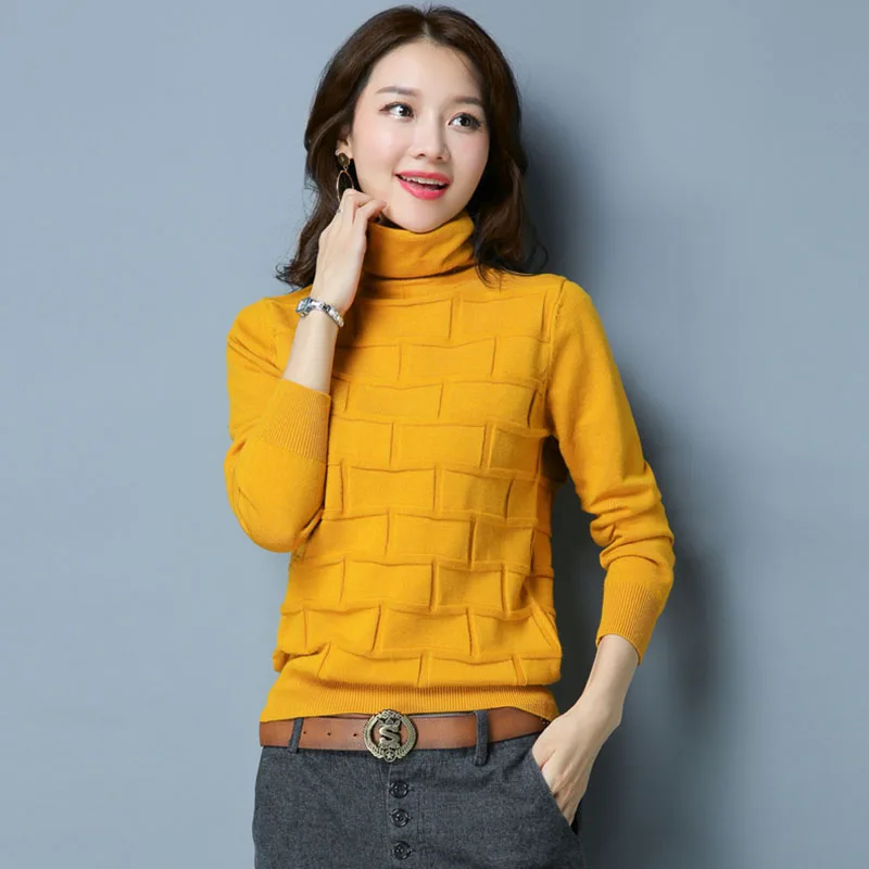 Women's Turtle Neck Winter Pullover Womans Sweater Tops Long Sleeve Knitted Autumn Knitwear Jumper Ladies Knit Warm Turtleneck