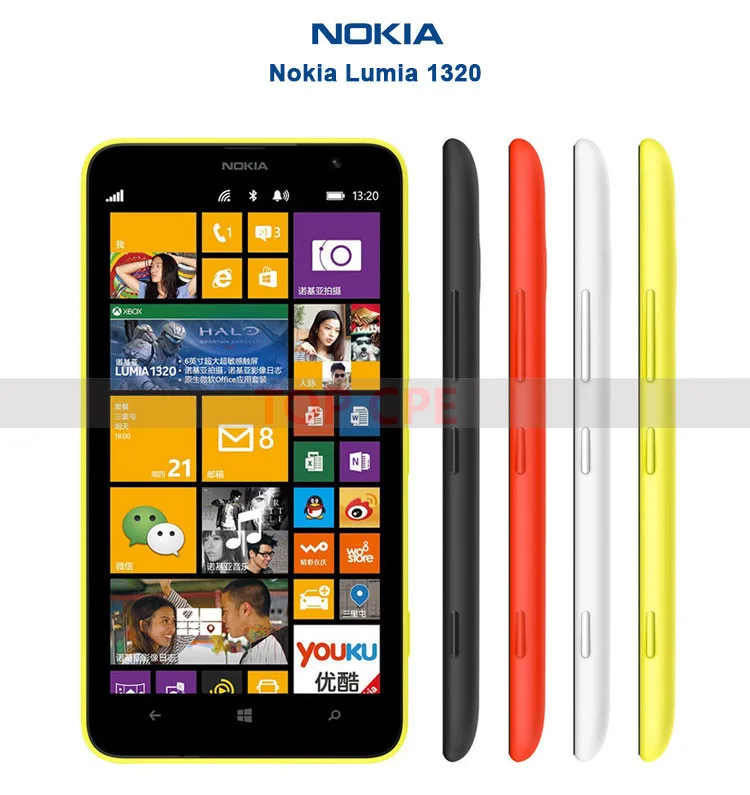 Nokia Lumia 1320,, разблокированные сотовые телефоны, два ядра, 6,0 дюймов, сенсорный экран, 5 Мп камера, 3400 мАч, 8 Гб rom, 1 ГБ ram, отремонтированный