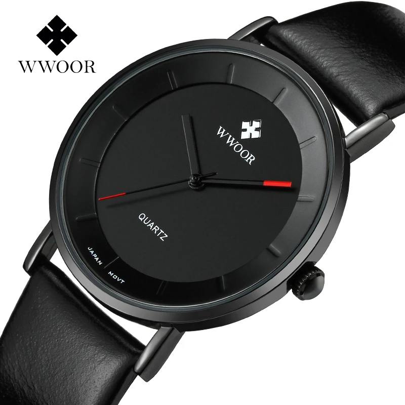 

WWOOR Men's Watches Simple Ultra Thin Leather Men Quartz Watch Top Brand Luxury Men Waterproof Sports Watch Relogio Masculino
