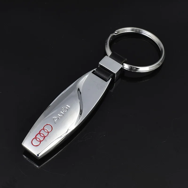 

Audi high-grade leather drip car with metal keychain advertising waist hanging key ring chain ring pendant