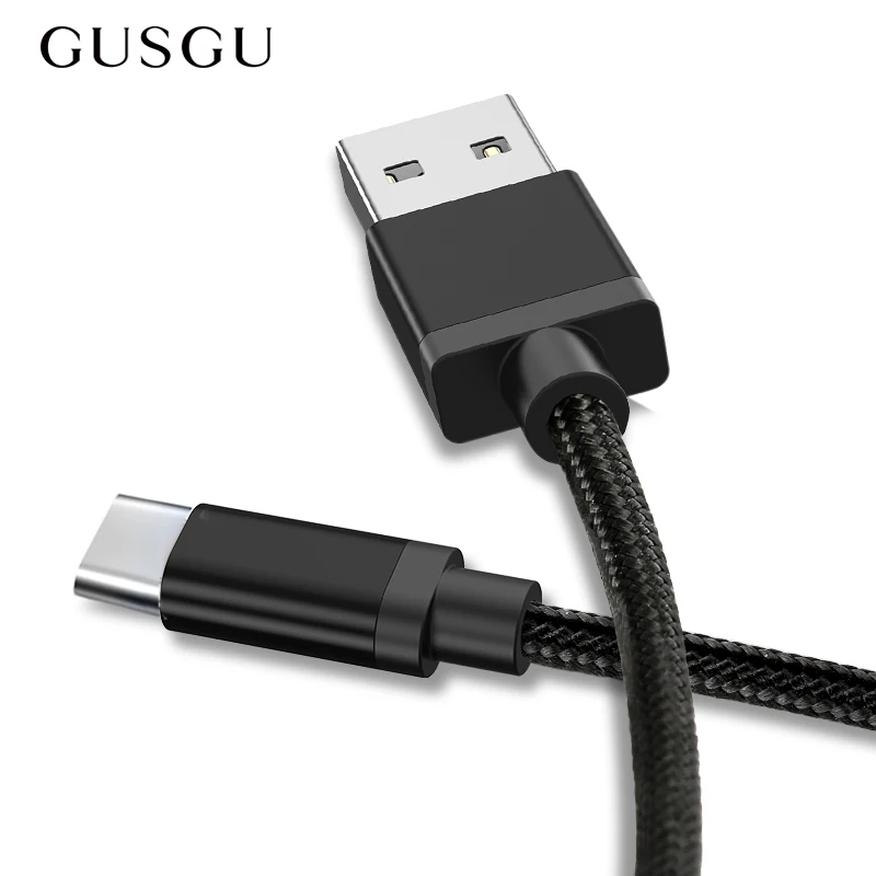 GUSGU النايلون مزين الهاتف المحمول USB C كابل نوع C المكونات سريع شحن كابل بيانات لسامسونج S9 S8 Xiaomi Mi6 mi5 Typec الكابلات