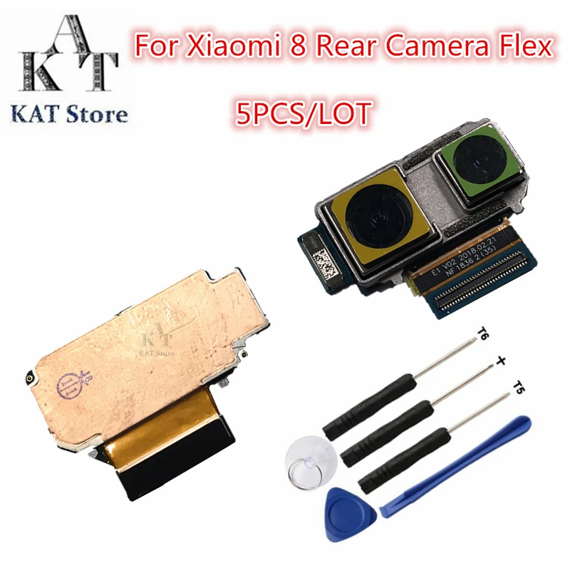 

5PCS For Xiaomi Mi8 Mi8 Lite Mi 8 Mi 8 Lite Main Rear Back Camera Big camera Module Flex Cable Ribbon Replacement Parts