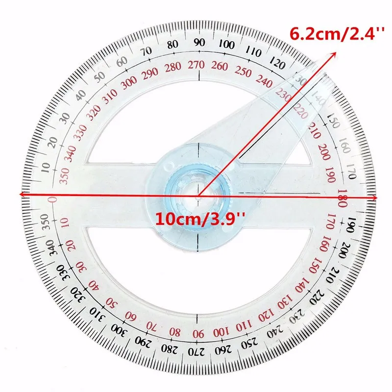 Новейший портативный Круглый 10 см пластик 360 градусов указатель линейка транспортира угол искатель поворотный рычаг для школы офисные принадлежности