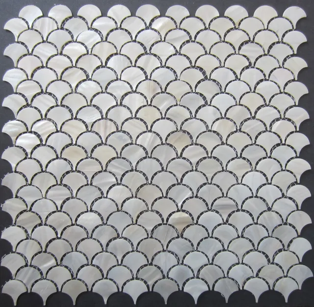 Báscula de pescado blanco de ostra madre de concha de perla mosaico de