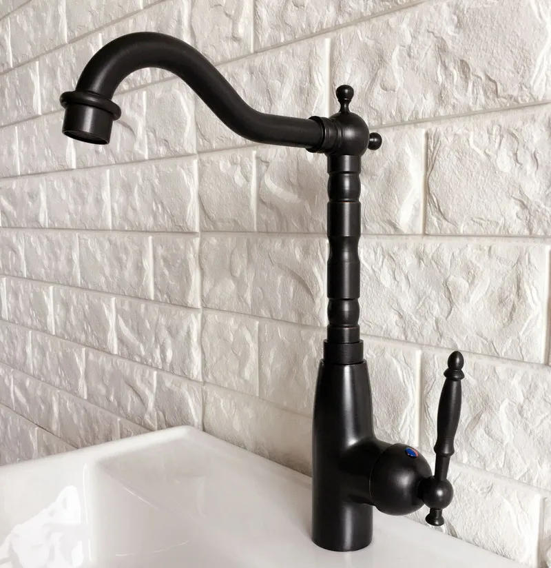 Swivel Spout Water Tap Oil Rubbed Black Bronze Single Handle Single Hole Kitchen Sink & Bathroom Faucet Basin Mixer Tap anf371