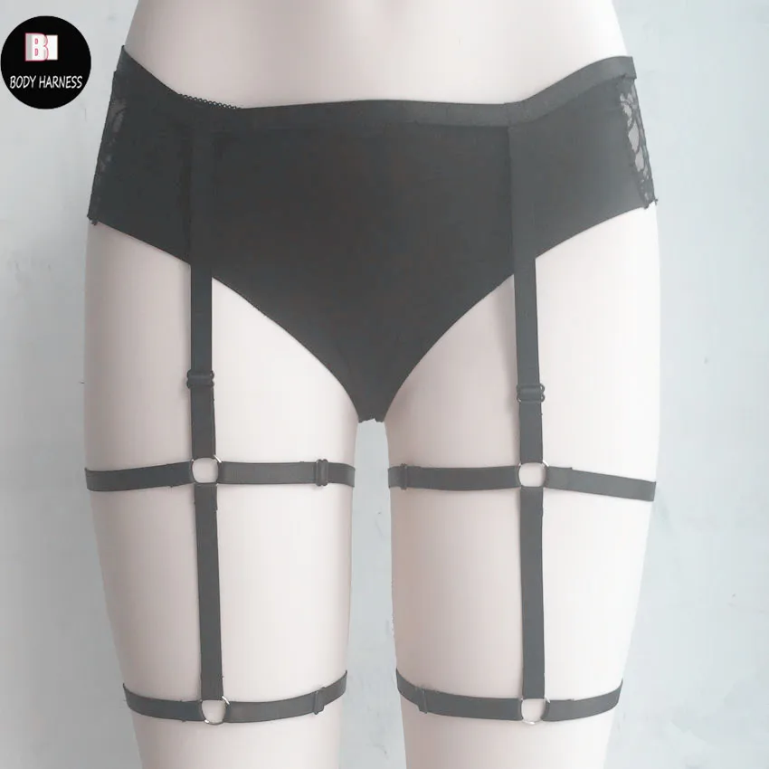 pastel goth bondage lingerie bridal garter belt Handmade black body