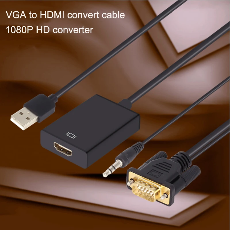 Преобразователь из VGA в HDMI адаптер папа мама с USB аудио 3 5 мм выход 1080P кабель для ПК
