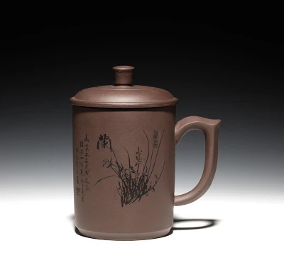 Промо-акция! Yixing, большой размер, фиолетовая глина, чайная чашка с крышкой, 400 мл, фиолетовая чайная чашка, зернистый чайный набор, распродажа, китайская чайная чашка - Цвет: H