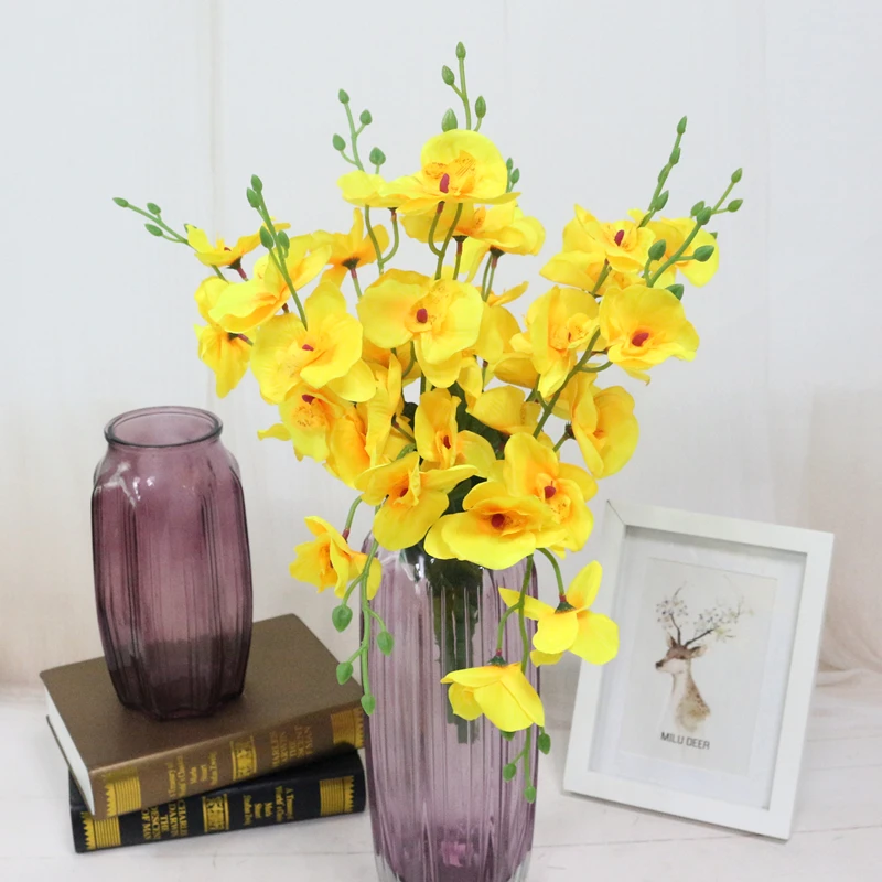JAROWN Artificial 5 Branch Phalaenopsis Simulation Silk Orchid Fake Flowers Wedding Decorations Home Office Desktop Decor (21)