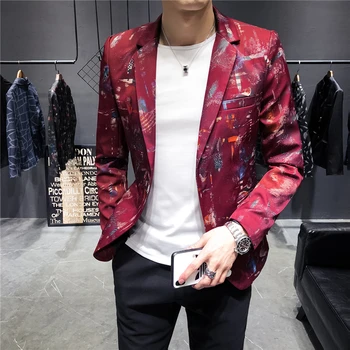 

2019 New Teen Men Suit Jacket Asian Size 3XL Bar Men Casual Jacket Slim Design Men's Dress Coat