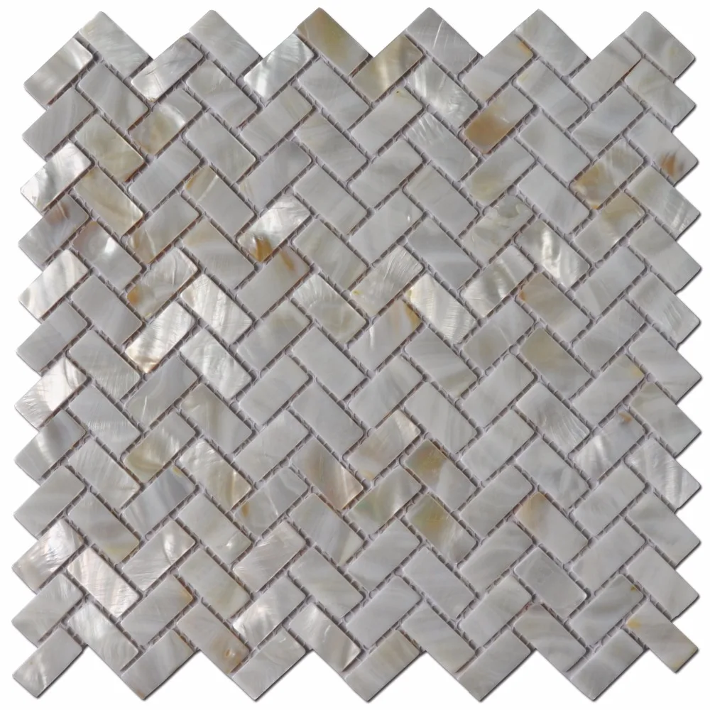 

6-Pack White Mother of Pearl MOP Shell Tile for Shower Wall, 12" x 12" Groutless Subway