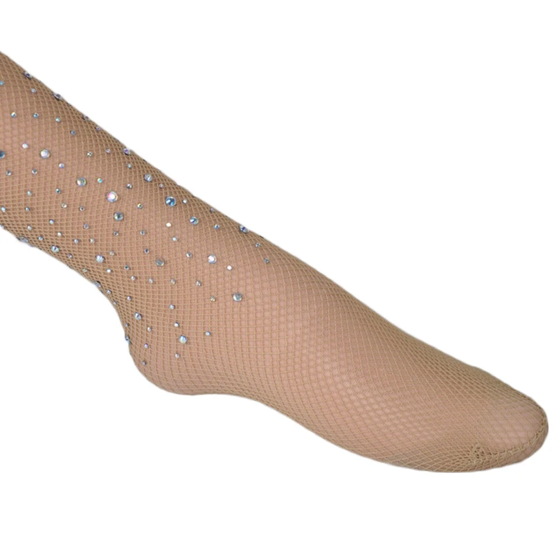 Сексуальные женские носки для латинских танцев, сетчатые Стразы, новые носки для ночного клуба, блестящие колготки для латинских танцев, носки для выступлений, 3 цвета