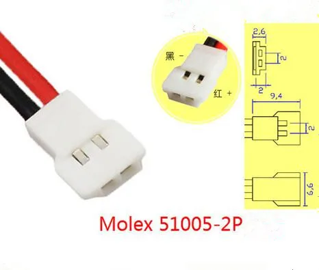 10 шт. 1S Lipo Кабель зарядного устройства Molex 51005 штекер 2 0 мм шаг для внутреннего