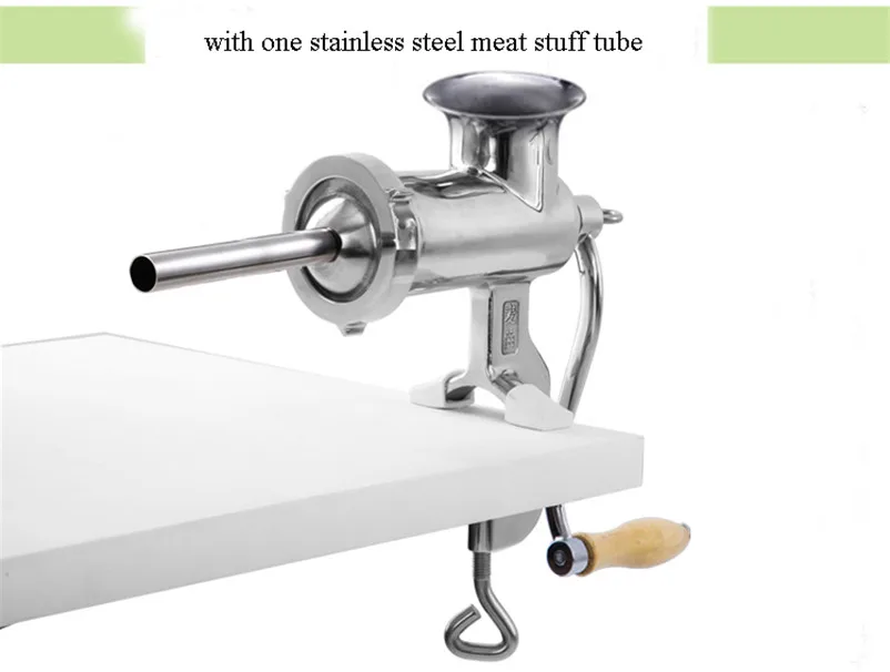 Stainless Steel Manual Meat Grinder with Handle for Sausage Stuffer - XMT-HOME Meat Mincer image 3