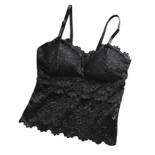 Женское сексуальное на завязках кружева Лифчики модные удобные v-образным вырезом без бретелек камзол тонкий сплошной цвет спагетти ремень жилет