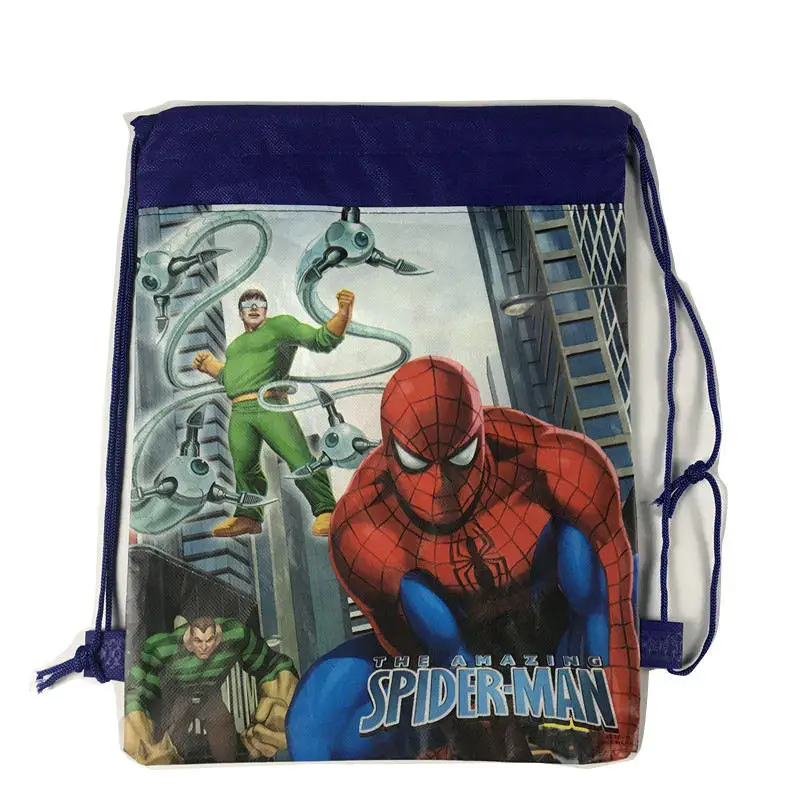 1pc Super Spideman School Bags for Kids Spider-Man Drawstring Backpack Cartoon Toys Storage Bag Shopping Bag
