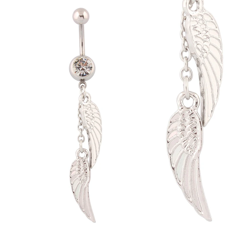 

Belly button rings dangle wings fashion body piercing body jewelry Navel rings Wholesale 14G Surgical Steel bar Free Shipping