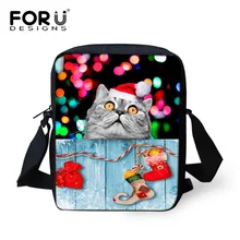 FORUDESIGNS, женская сумка-мессенджер, модные сумки, маленькие животные, кошка, собака, принт, для девочек, Mochila, сумки через плечо для детей, Рождество
