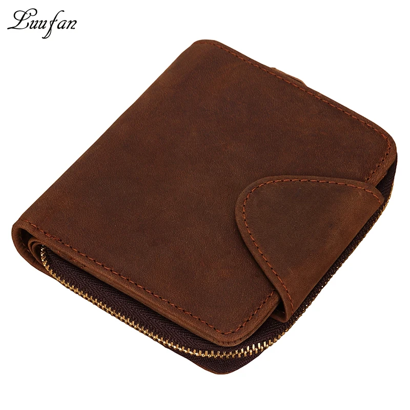 Men&#39;s genuine leather coin wallet Real leather snap short wallet Snap coin pocket Zip around ...