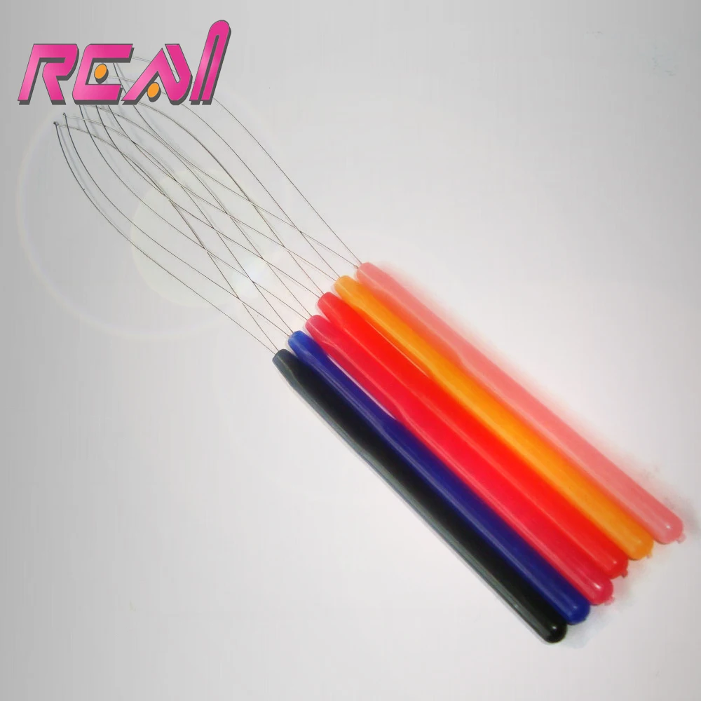 

10pcs Plastic Hair Threader Needle / Hair Loop Threader / Hook Needle For Micro Ring Hair Extension Tools, 6 Colors Optional