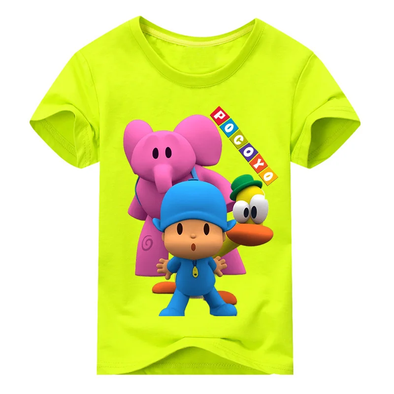 Новая футболка с 3D забавным рисунком Pocoyo для мальчиков футболка с короткими рукавами для девочек, топы для От 1 до 11 лет, детская одежда детская футболка DX052