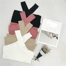 Women Summer V Neck Sexy Korean Sleeveless Vest Knitted Female Tunic Streetwear Bralette Crop Top White Black Pink