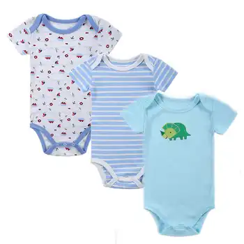 

3pcs/lot Baby Boy Clothes 100% Cotton Short Sleeve Jumpsuit Infantil Baby Boys Romper Newborn Roupas de bebe Infant Clothing