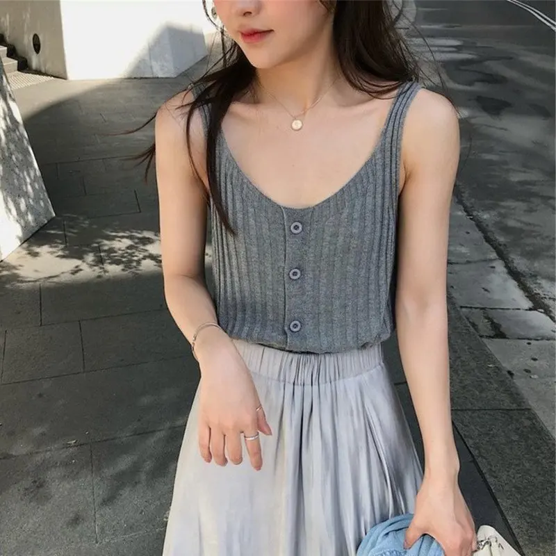 

Summer 2019 Sexy Female Crop Tops Cotton Women Sleeveless Straps Tank Top Solid Fitness Lady Camis Casual White Black Top