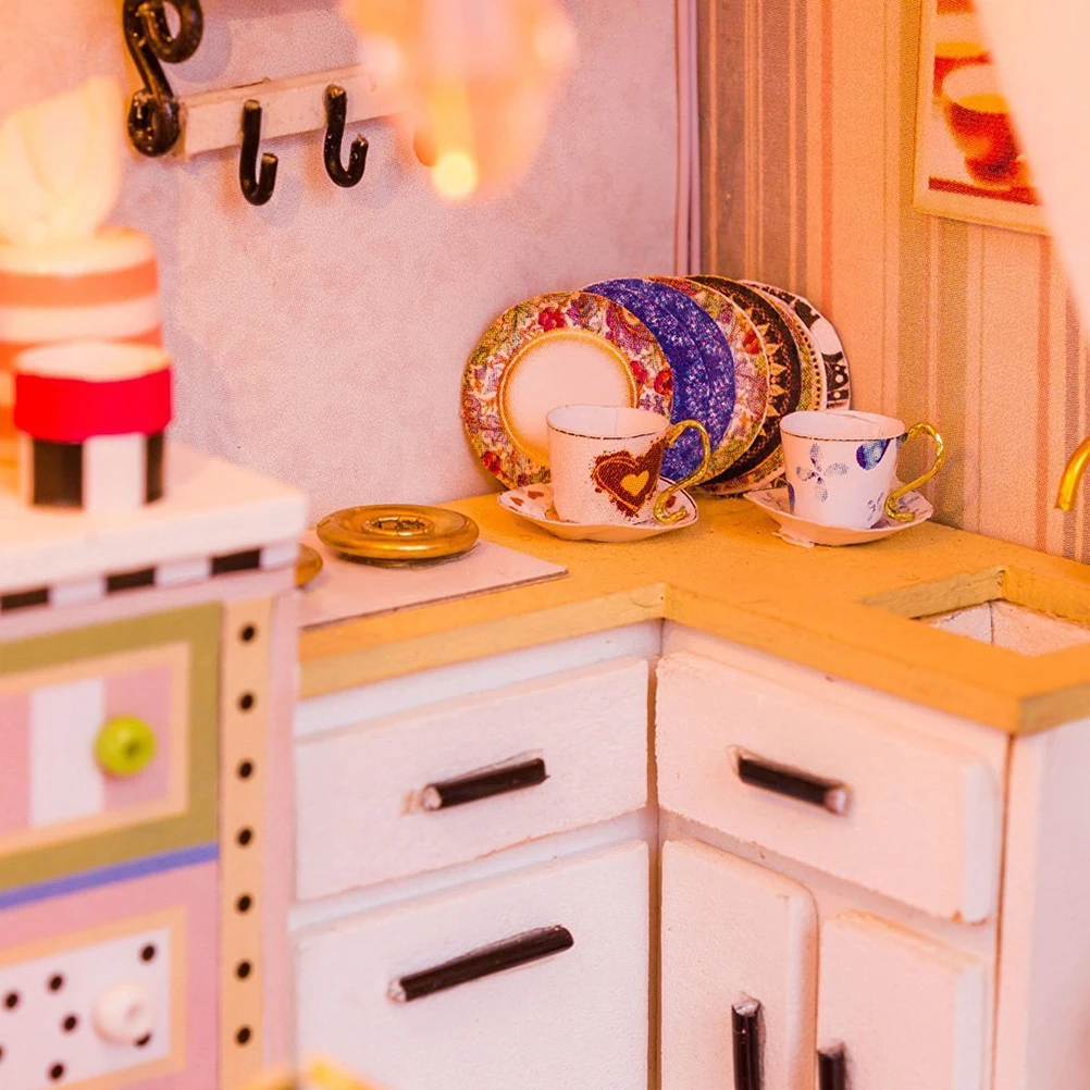 Фиолетовый DIY Дом миниатюрный набор Романтический фиолетовый дом детские игрушки, куклы DIY деревянная отделка для женщин подарок на день рождения