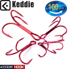 100 шт./лот рыболовный крючок Красный Высокоуглеродистая сталь тройной крючок 2#-10# рыболовные снасти круглый изгиб тройной морской окунь крючки