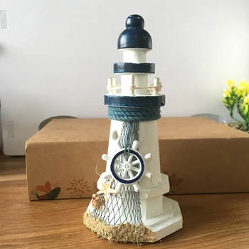 

Handmade Wooden Mediterranean Lighthouse Light Tower Star Fish Shells Lifebuoy Nautical Decor For Home Decoration Crafts