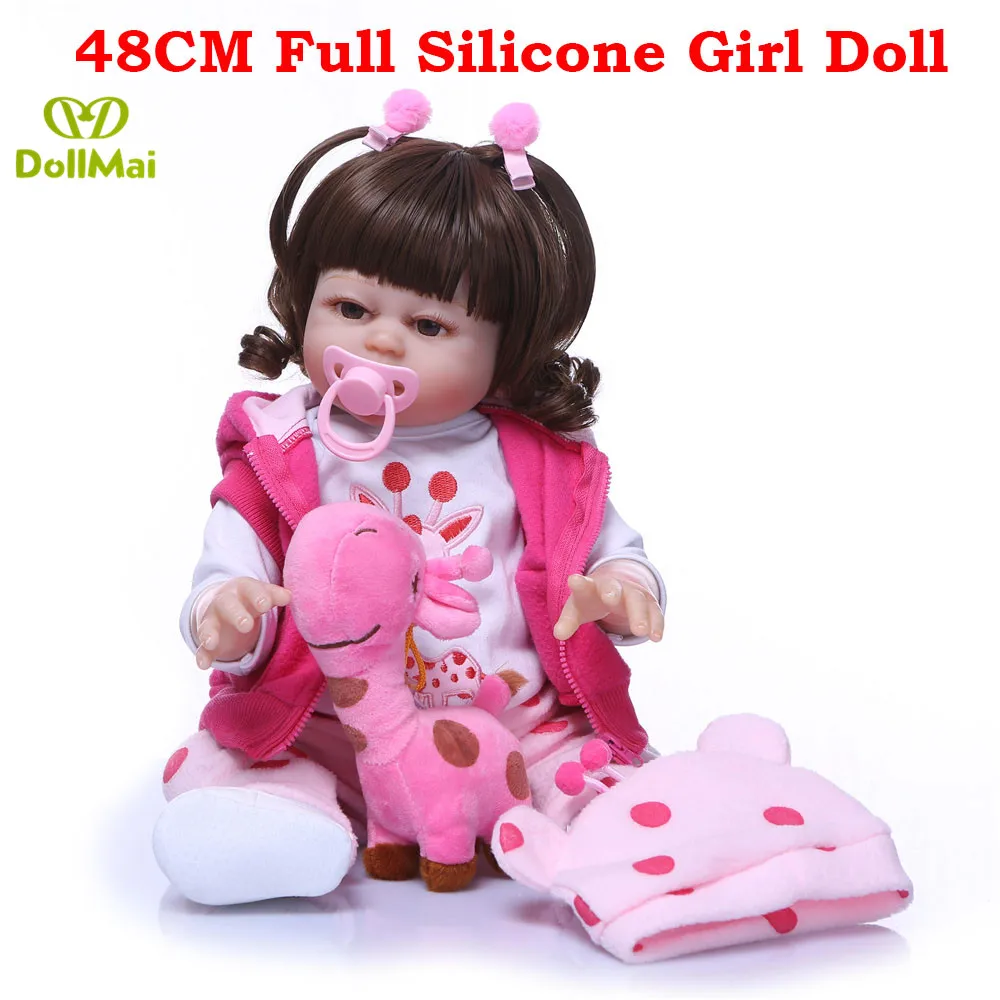 

20inch 48cm Full vinyl silicone reborn baby doll Pink giraffe girl toddler reborn doll bebe real reborn bonecas