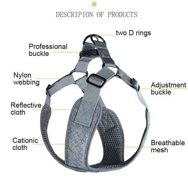 T-MENG Pet Products For Small Dog Harness Adjustable Easy on Pet harness Outdoor Reflective Dog Halter Walking Dog Harness Vest