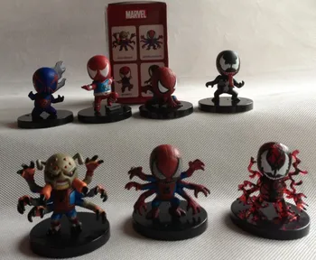 

Anime Figure 6 CM 7PCS/SET Spider-Man Cute Mini The Amazing Spider-Man/Venom PVC Action Figures Collections Toys Model