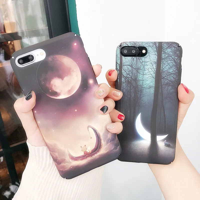 

Phone Cover for iphone 8 8 plus case 360 protection Hard plastic Matte Planet PC phone Case for iphone X 6 6S 6S plus 7 7 plus